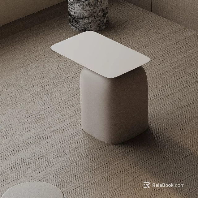 Modern Minimalist Light Beige Side Table With Unique Shaped Base And Flat Tabletop 3d model 