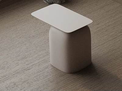 Modern Minimalist Light Beige Side Table With Unique Shaped Base And Flat Tabletop 3d model