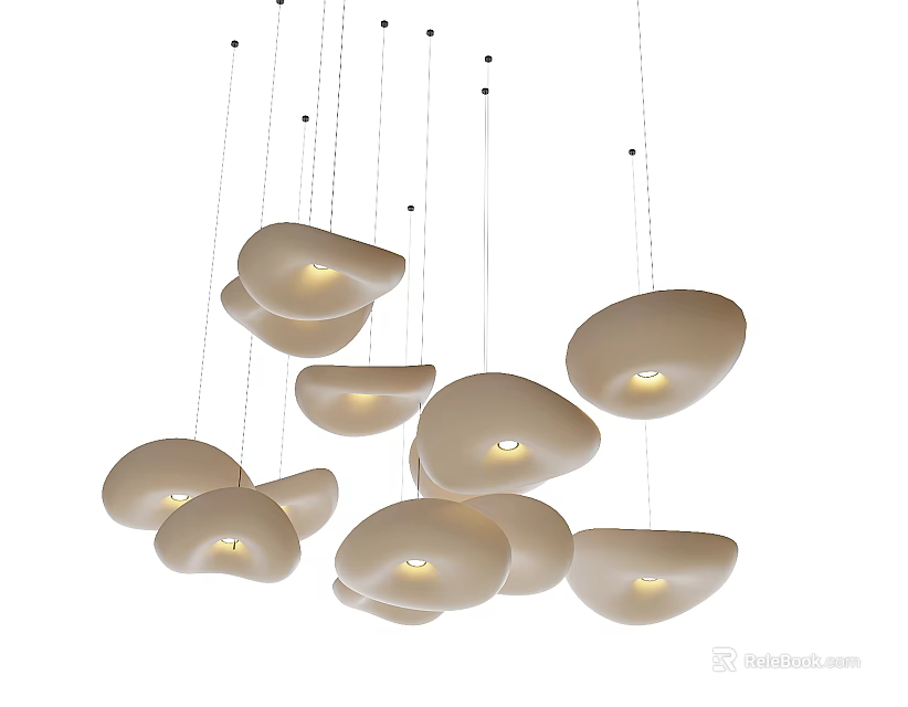 Unique Dome Shaped Modern Pendant Chandeliers Hanging With Soft Lighting Effects For Home Decor 3d model 