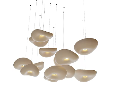 Unique Dome Shaped Modern Pendant Chandeliers Hanging With Soft Lighting Effects For Home Decor 3d model
