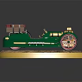 Green Vintage Car With Red Wheels Gold Accents Brown Box On Gold Base With Soil