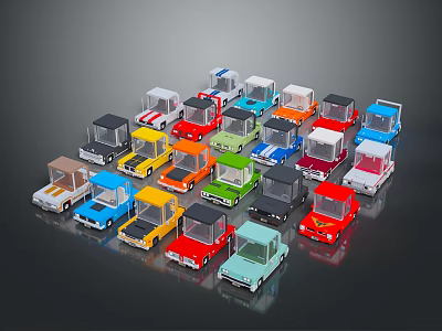 Colorful Toy Cars Collection With Various Models Bright Colors And Diverse Designs 3d model