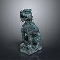 Traditional Chinese Stone Lion Statue as Mythical Guardian With Intricate Carvings and Sitting Posture