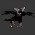 Avian Mammalian Fantasy Creature With Black Feathers White Ears And Sharp Claws