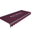 Maroon Retractable Awning with Scalloped Edge and Psychology Text for Storefront