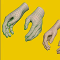 Four White Hand Models In Various Poses Displayed On Dark Background 3d model
