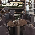 Elegant Modern Sales Office Interior With Crystal Chandelier Large Windows And Stylish Furniture