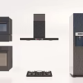 Modern Kitchen Appliances Set With Microwave Range Hood Gas Stove And Refrigerator