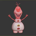 Cheerful Olaf Snowman Character With Carrot Nose Stick Arms And Stone Buttons