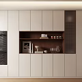 Modern Sideboard With White Cabinet Doors Open Shelf And Wooden Decorative Elements 3d model