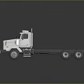 Silver Heavy Duty Truck With Flatbed Chassis Roof Warning Lights Reflective Surface And Multiple Wheels