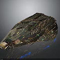Futuristic Cosmic Spaceship With Intricate Textures And Golden Lines For Aerospace Missions