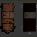 Industrial Rollers With Rusty Surface And Central Metal Components On Support Stands