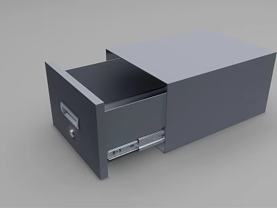 Modern Gray Storage Cabinet With Open Drawer Sturdy Design For Home Organization 3d model