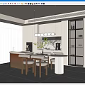 Modern Cream Style Dining Table and Chair Chandelier Sideboard 3d model