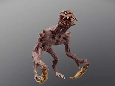 Fierce Fantasy Monster Character With Lean Body Spiked Back Sharp Teeth And Long Claws 3d model
