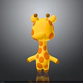 Cute 3D Cartoon Giraffe Toy With Yellow Body And Orange Spots