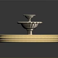 Two Tiered Garden Fountain With Beige Base And Blue Water Pool