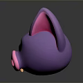 Purple Pig Shaped Toy With Pink Ears Nose And Black Eyes On Black Background
