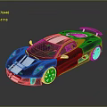 Black Sports Car with White Racing Stripes Sleek Aerodynamic Design Rear Spoiler and Red Wheels