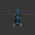 Blue Space Exploration Helicopter with Rotors Cabin and Ladder Structure