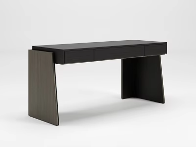 Elegant Modern Black Desk With Geometric Legs And Functional Drawer Design 3d model