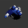 Modern Robotic Mechanical Arm With Blue Hand And White Limb Components