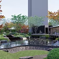Modern courtyard waterscape courtyard water drop pond viewing platform 3d model