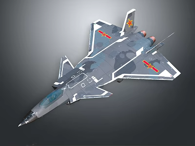 Military Fighter Jet With Camouflage Paint And Red Emblems On Sleek Design 3d model