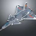 Military Fighter Jet With Camouflage Paint And Red Emblems On Sleek Design