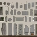 Assorted Decorative Mirrors in Various Shapes for Modern Wall Decoration 3d model