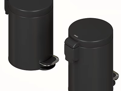 Two Black Foot Pedal Trash Bins For Daily Home Cleaning Use 3d model