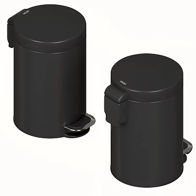 Two Black Foot Pedal Trash Bins For Daily Home Cleaning Use 3d model