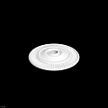 Ceiling Medallion White Circular Design with Concentric Rings and Radiant Outer Stripes for Lighting Fixture
