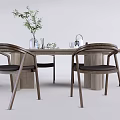 Quiet Dining Table and Chair Combination Dining Table and Chair 3d model