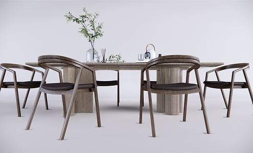 Quiet Dining Table and Chair Combination Dining Table and Chair 3d model