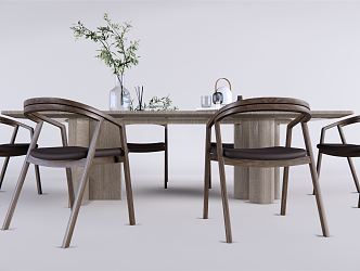 Quiet Dining Table and Chair Combination Dining Table and Chair 3d model