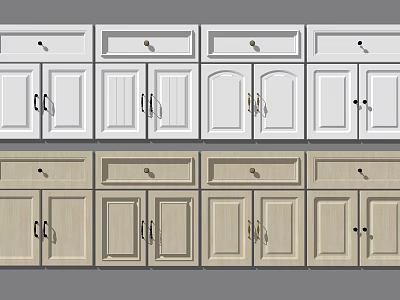 Other Cabinet Door and Drawer Designs in White and Wood Tones with Various Styles 3d model