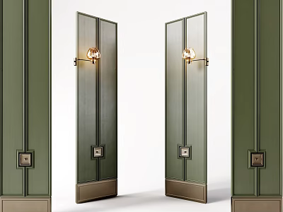 Modern Glass Room Divider With Green Frame And Metal Accents Design 3d model