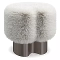 Plush Faux Fur Stool With Sleek Metal Base For Modern Interior Design