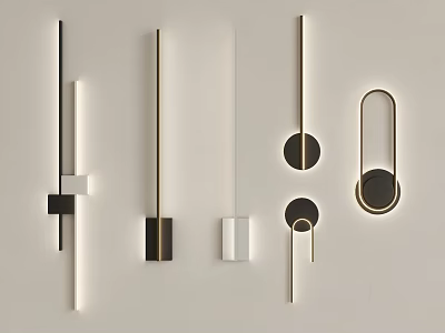 Modern Wall Lamps With Various Geometric Designs And Sleek Metal Finishes For Home Interior Decor 3d model