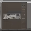 Modern Wooden Wine Cabinet With Countertop Appliances Wine Glasses And Decorative Star
