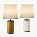 Elegant Table Lamps Featuring White Fabric Shades And Marble Gold Bases