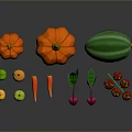 Fresh Various Crops Including Pumpkins Watermelon Apples Carrots Radishes And Tomatoes