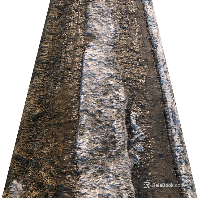 Municipal Road Asphalt Pavement With Detailed Surface Texture And Curb Edge 3d model 