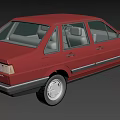 Red Volkswagen Classic Sedan Car With Black Trim And Chrome Details