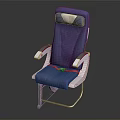 Modern Blue and White Upholstered Chair with Red Safety Belt and Metal Frame