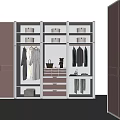 Modern Wardrobe Interior with Hanging Clothes Drawers Storage Boxes and Accessories 3d model