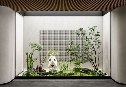 Modern landscape sketch courtyard landscape sketch plant pile landscape tree fern stone pebble moss 3d model