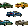 BMW Luxury Sport Sedans in Green Yellow Blue Teal and Silver Colors